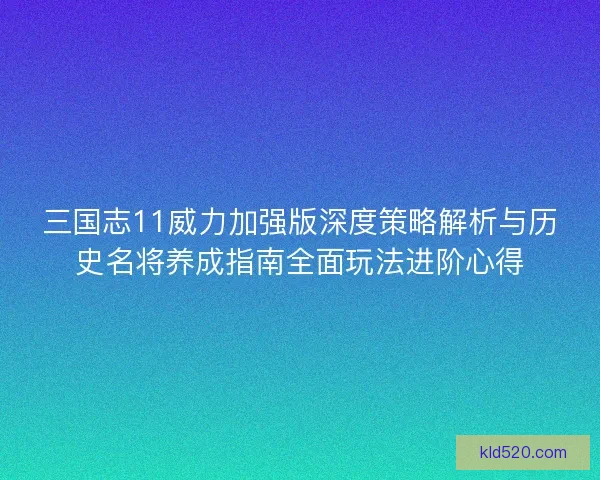 三国志11威力加强版深度策略解析与历史名将养成指南全面玩法进阶心得 三国志11威力加强版深度策略解析与历史名将养成指南全面玩法进阶心得